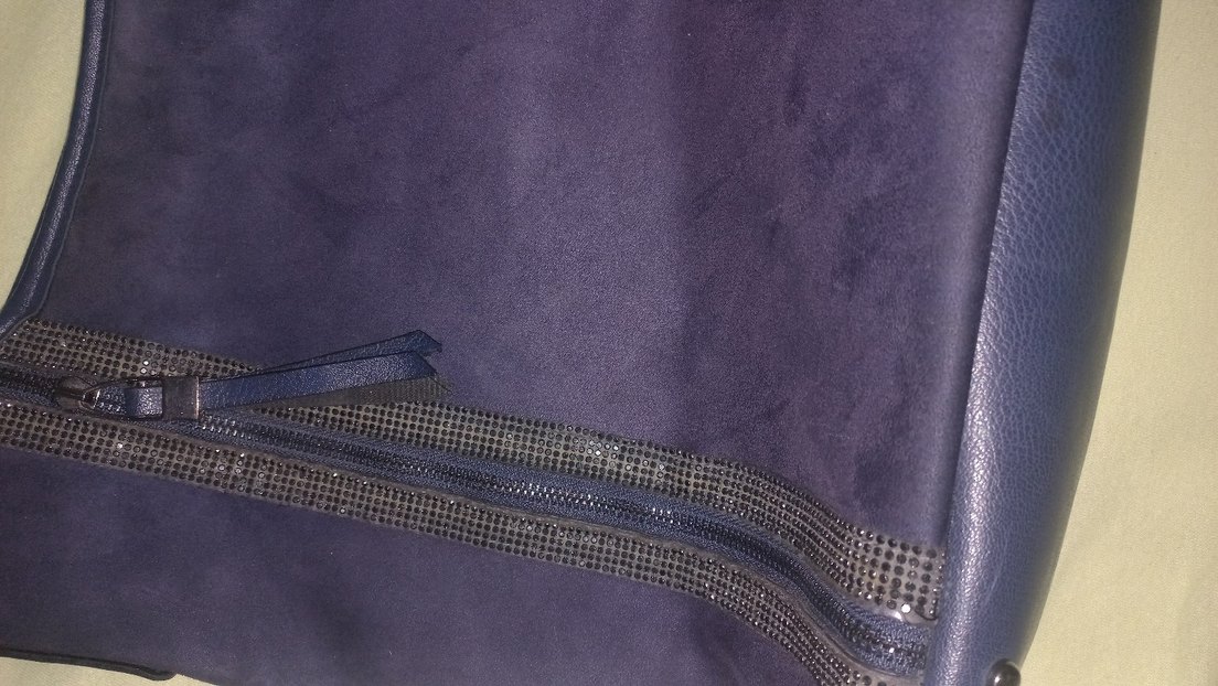 Mor Süet Fermuarlı Kadın omuz Çantası - Görsel 2