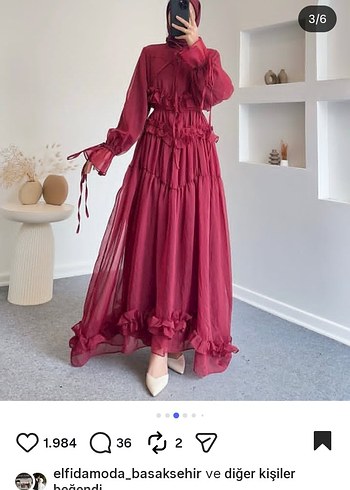 Bordo Bohem Uzun Elbise Fırfırlı - Görsel 2