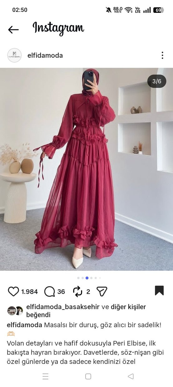 Bordo Bohem Uzun Elbise Fırfırlı - Görsel 2