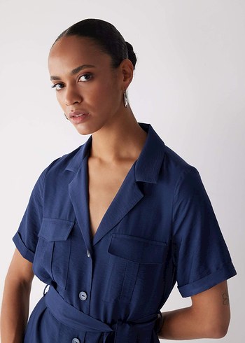 Defacto Kemerli Twill Midi Elbise - Görsel 5