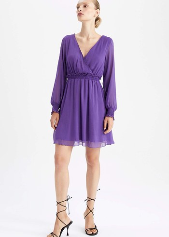 Defacto Mor Şık Elbise - Görsel 3