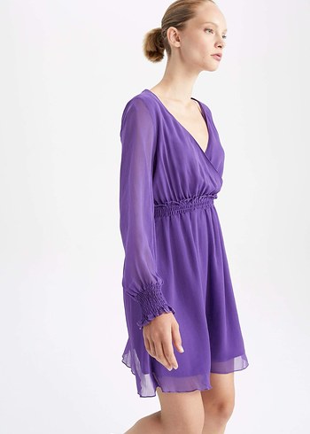 Defacto Mor Şık Elbise - Görsel 5