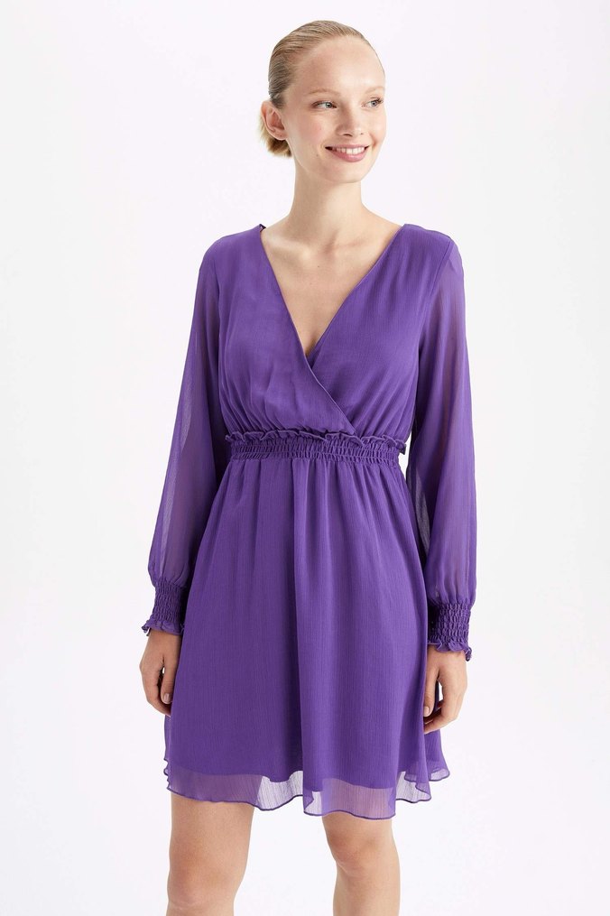 Defacto Mor Şık Elbise - Görsel 4