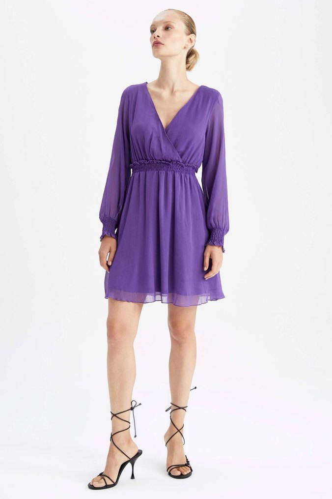 Defacto Mor Şık Elbise - Görsel 3