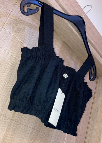 Diğer Accort Siyah Mini Büstiyer Crop