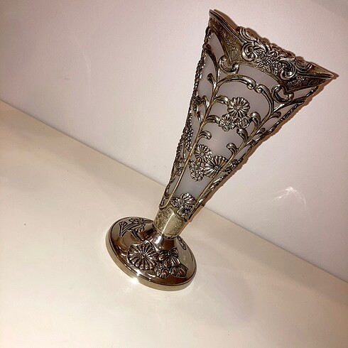 American Vintage Antika Vintage Gümüş İşlmeli Vazo