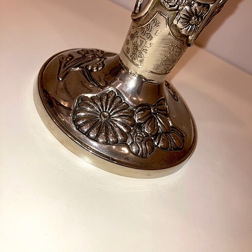Beden Antika Vintage Gümüş İşlmeli Vazo