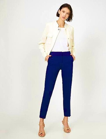 Sateen Lacivert Kumaş Pantolon