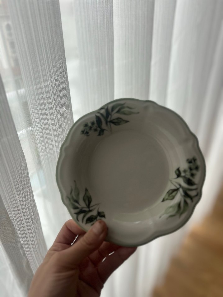 Yeşil Çiçek Desenli Porselen Yemek Takımı - Görsel 2