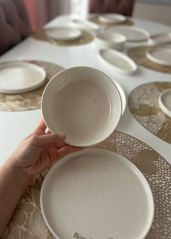 Beyaz porselen kahvaltı ve sunum Tabakları Seti - Görsel 5