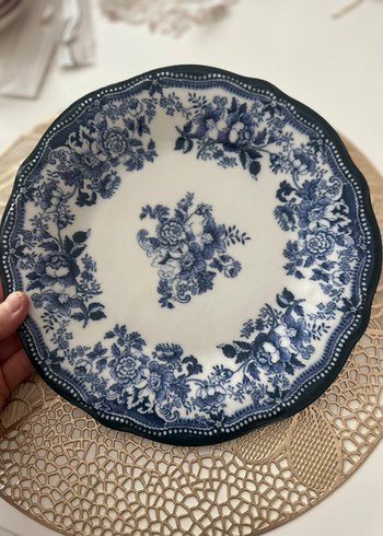 Koyu Mavi Çiçek Desenli Tabak - Görsel 2