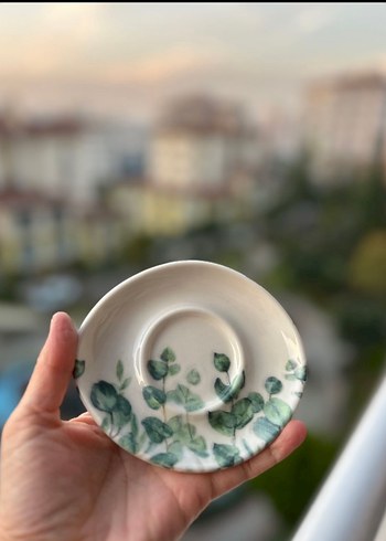 Yeşil Yaprak Desenli Porselen Tabak Seti - Görsel 3