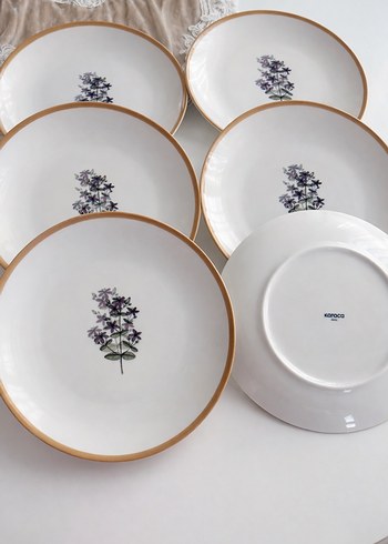 Pastel Mor Çiçek Desenli porselen  tabak - Görsel 2