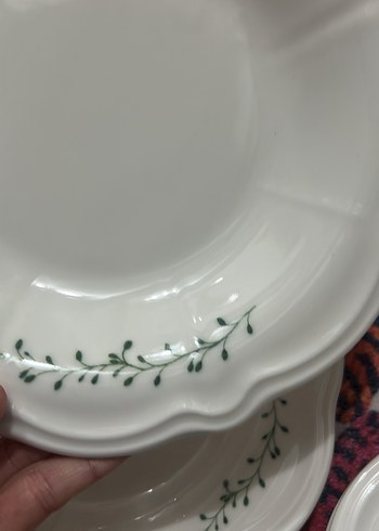 Beyaz Çiçek Desenli porselen tabak - Görsel 4