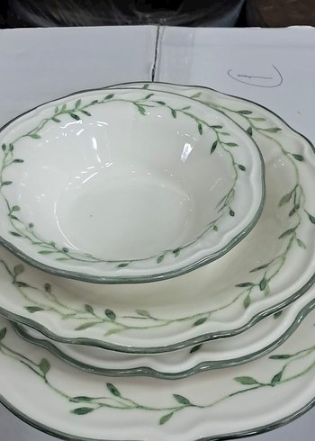 Yeşil Yaprak Desenli porselen yemek takımı - Görsel 2