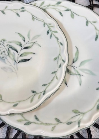 Yeşil Yaprak Desenli porselen yemek takımı - Görsel 4