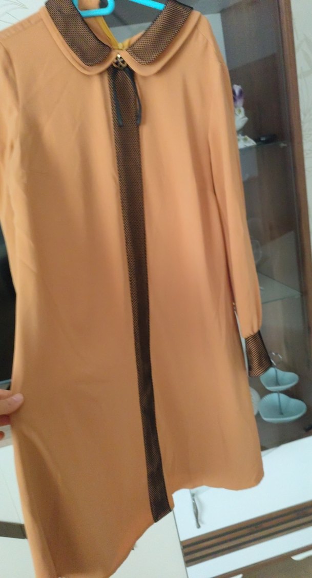 hardal rengij Uzun Kollu Kadın Tunik - Görsel 3