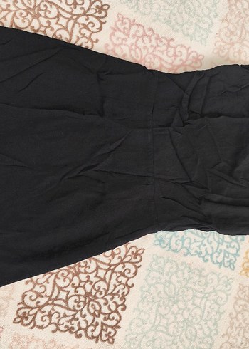 Siyah V Yaka Boncuk İşlemeli Midi Elbise - Görsel 8