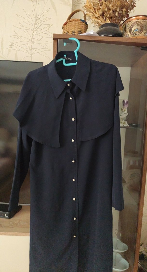 Lacivert Uzun Kollu Düğmeli uzun gömlek - Görsel 2