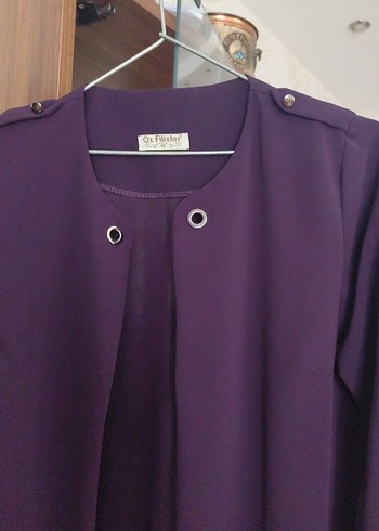 Mor Uzun Kadın ceket - Görsel 3