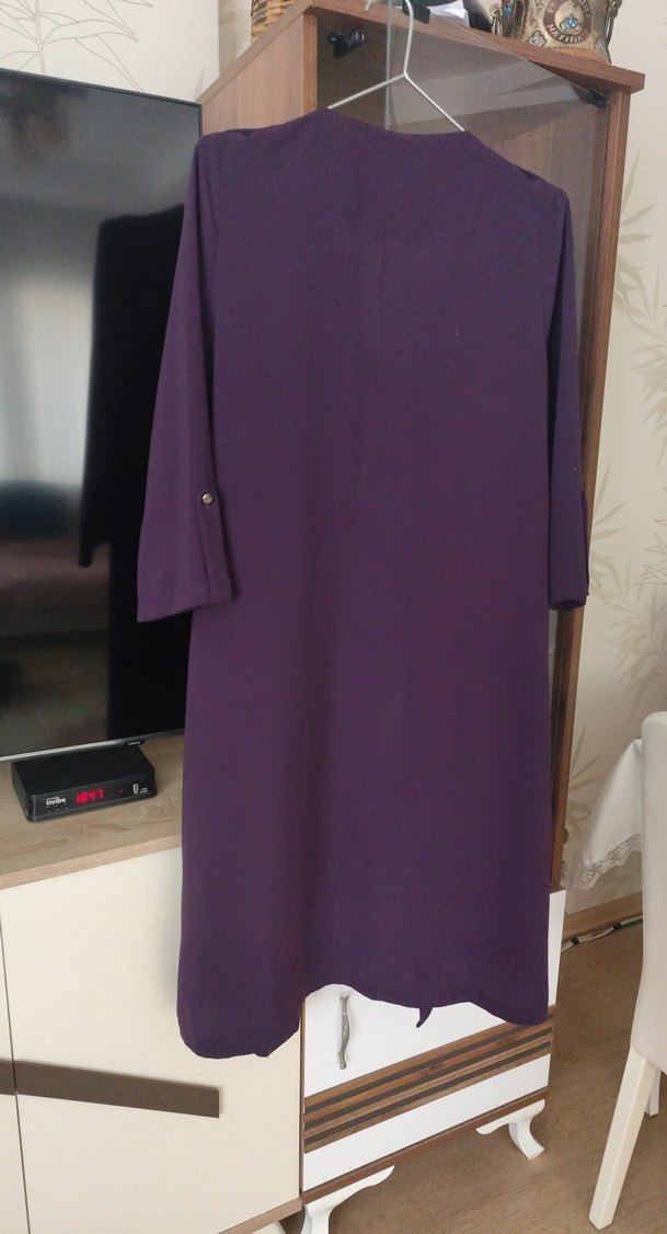 Mor Uzun Kadın ceket - Görsel 5