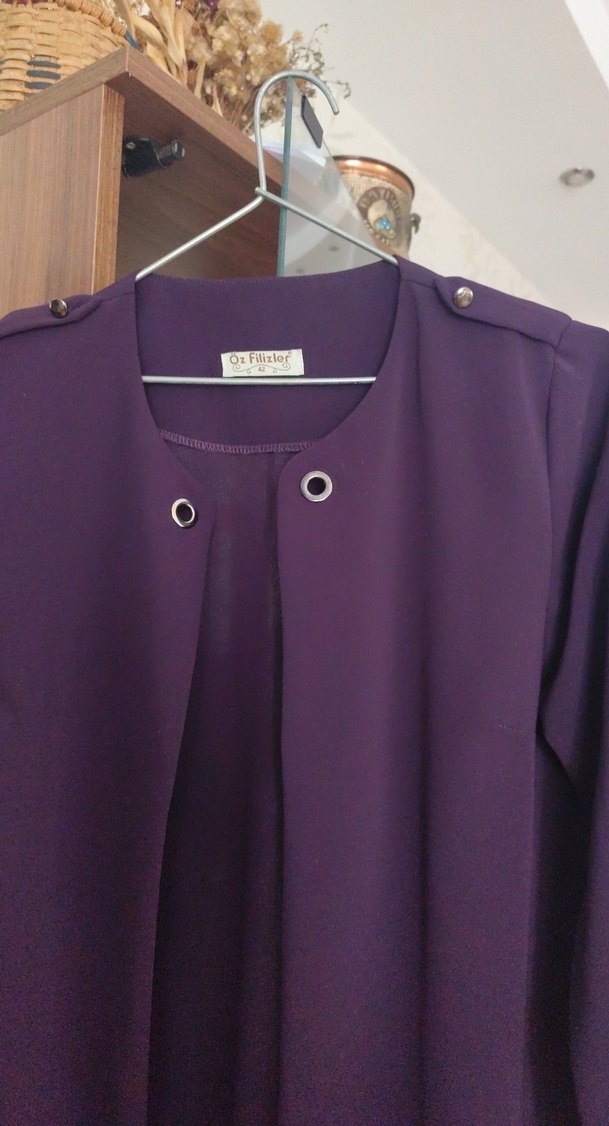 Mor Uzun Kadın ceket - Görsel 3