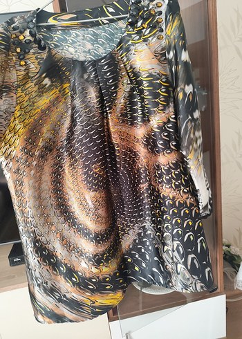 Yılan Desenli Bohem saten geniş buluz - Görsel 2