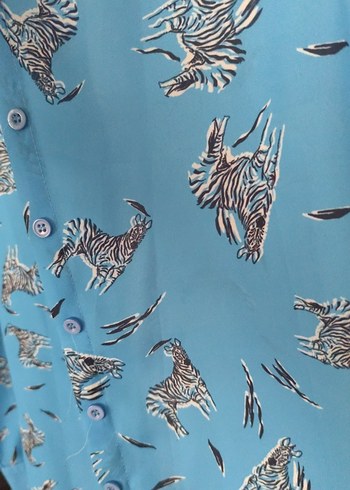 Mavi Desenli Uzun Kollu Kadın Gömlek - Görsel 4