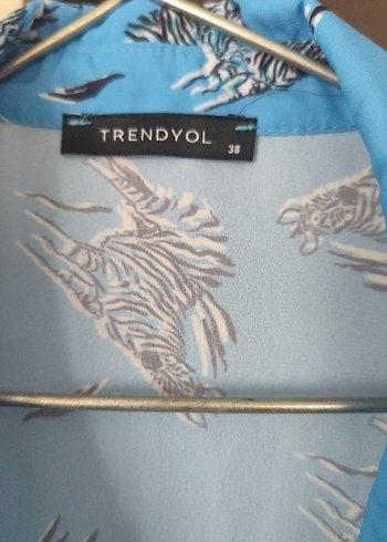 Mavi Desenli Uzun Kollu Kadın Gömlek - Görsel 3