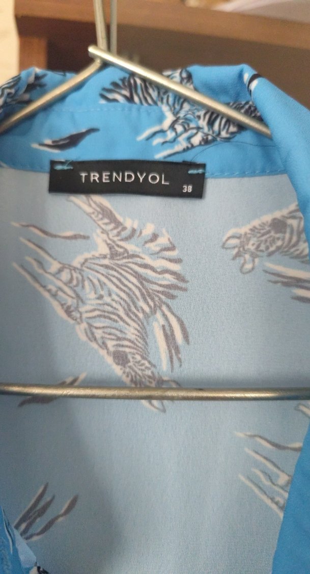 Mavi Desenli Uzun Kollu Kadın Gömlek - Görsel 3