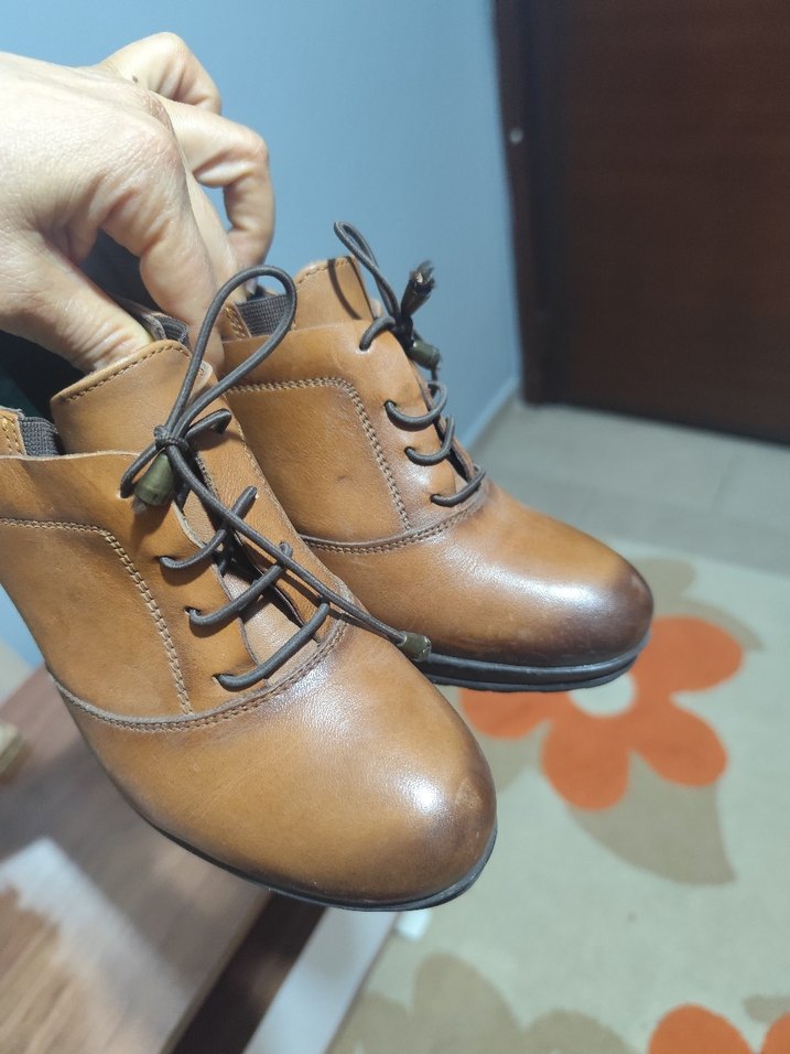 Bej Deri Kadın Stiletto Oxford Ayakkabı - Görsel 3