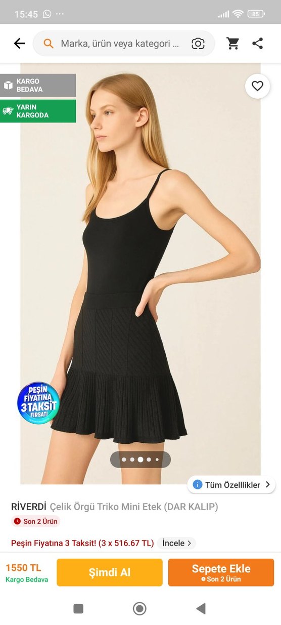 riverdi triko kısa etek - Görsel 4