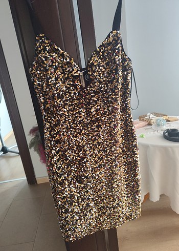 Zara pulluPayetli Mini Abiye Elbise - Görsel 11