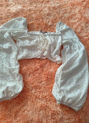 m Beden beyaz Renk Koton crop buluz