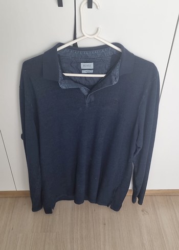Gri Denim Erkek Gömlek Yaka Uzun Kollu Kazak Beymen marka