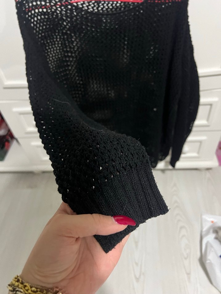 Siyah Örgü Kadın Kazak - Görsel 3