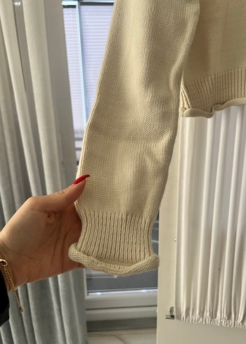 Bej Kadın İnce Triko Uzun Kollu Kazak - Görsel 2