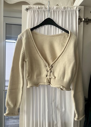 Bej Kadın İnce Triko Uzun Kollu Kazak - Görsel 4