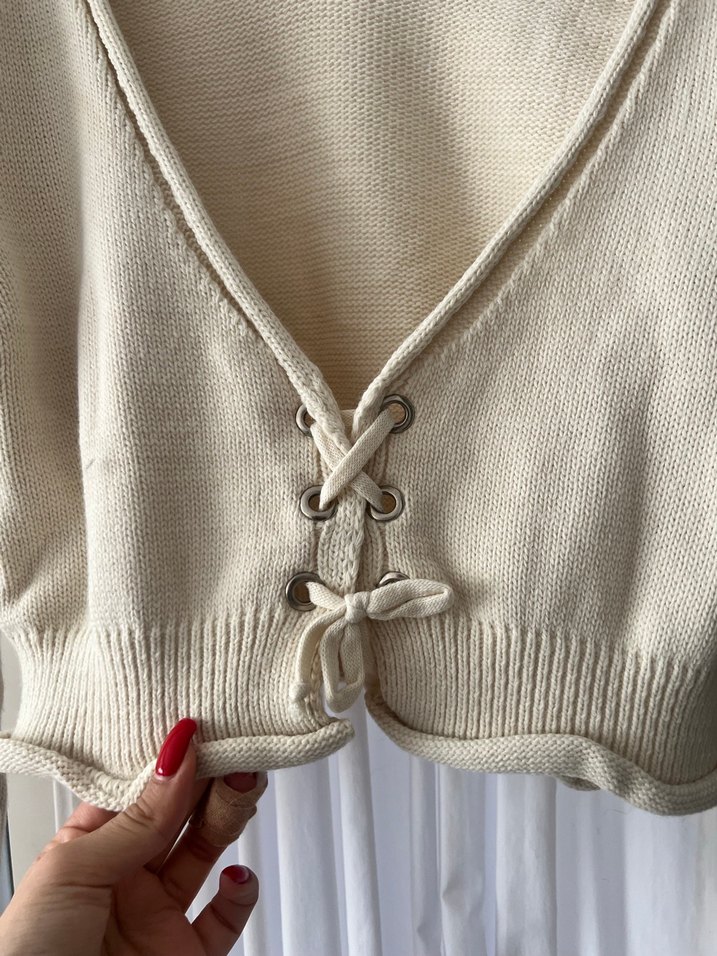 Bej Kadın İnce Triko Uzun Kollu Kazak - Görsel 5