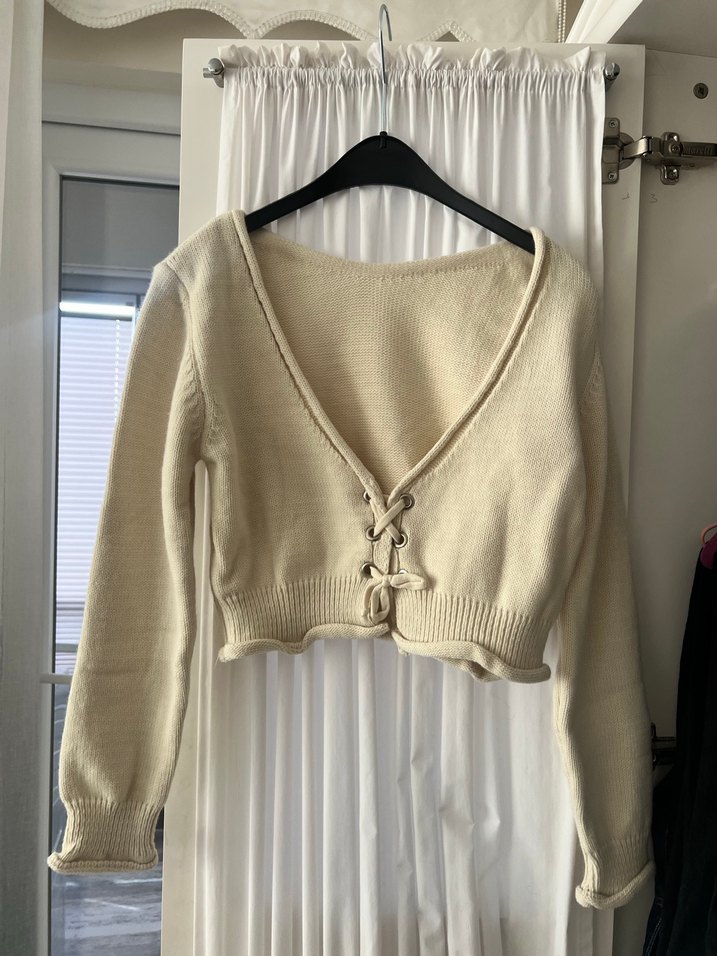 Bej Kadın İnce Triko Uzun Kollu Kazak - Görsel 4