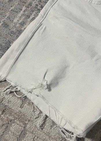 Beyaz Kadın Denim Şort - Görsel 2