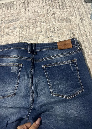 Düz Renk Mavi Kot Şort - Görsel 5