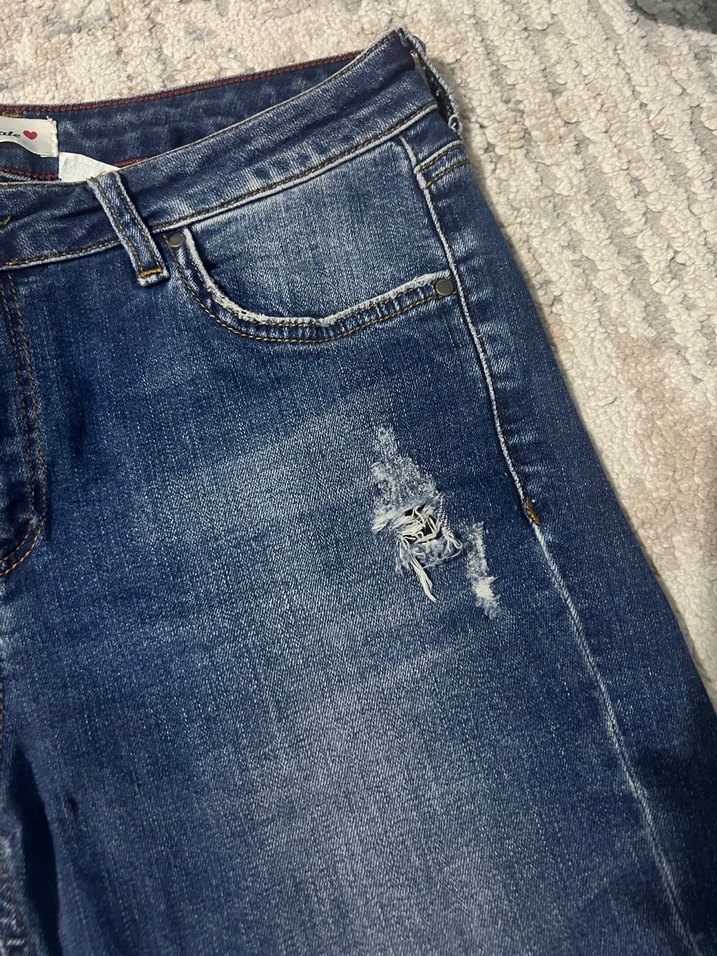 Düz Renk Mavi Kot Şort - Görsel 2