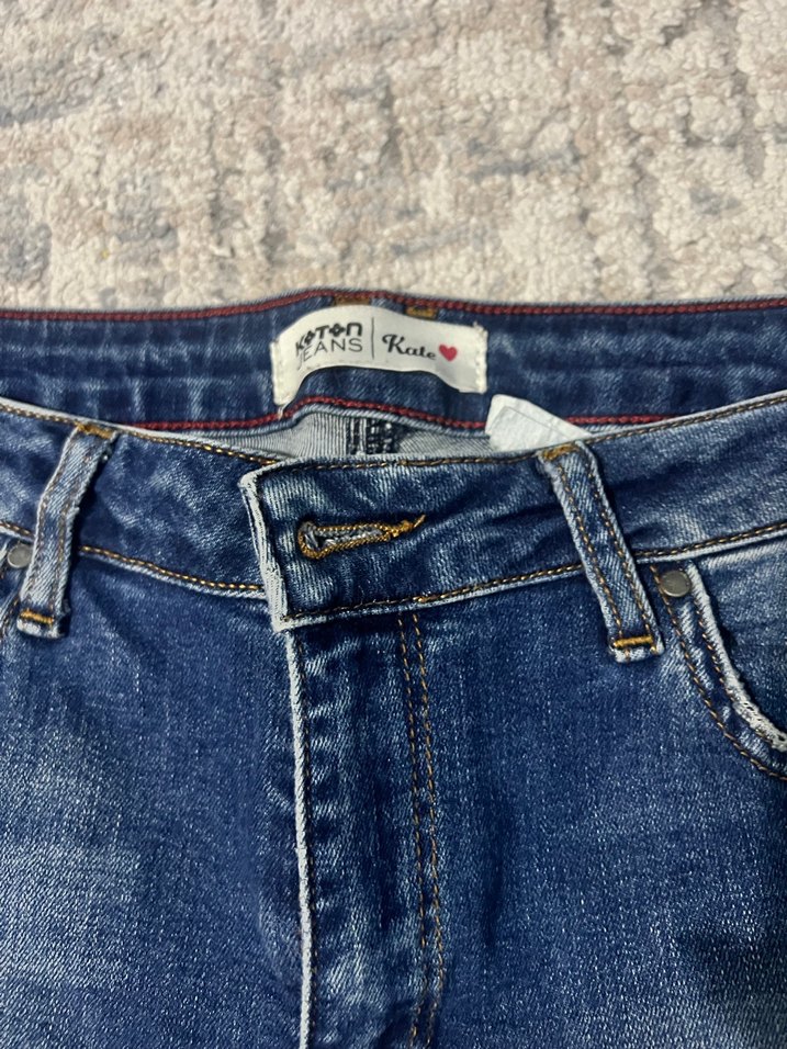 Düz Renk Mavi Kot Şort - Görsel 4