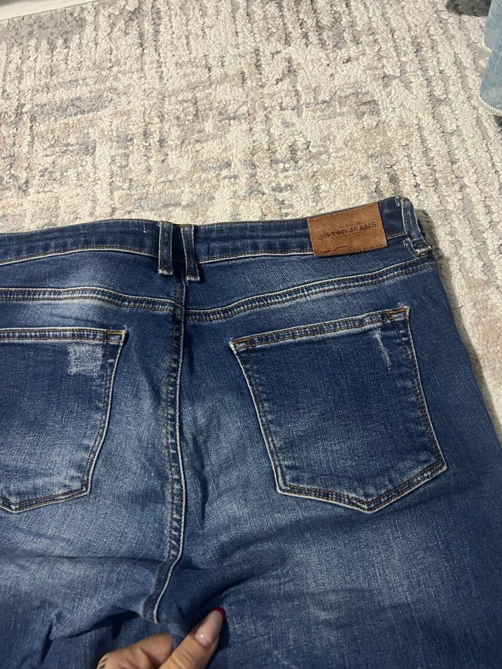 Düz Renk Mavi Kot Şort - Görsel 5