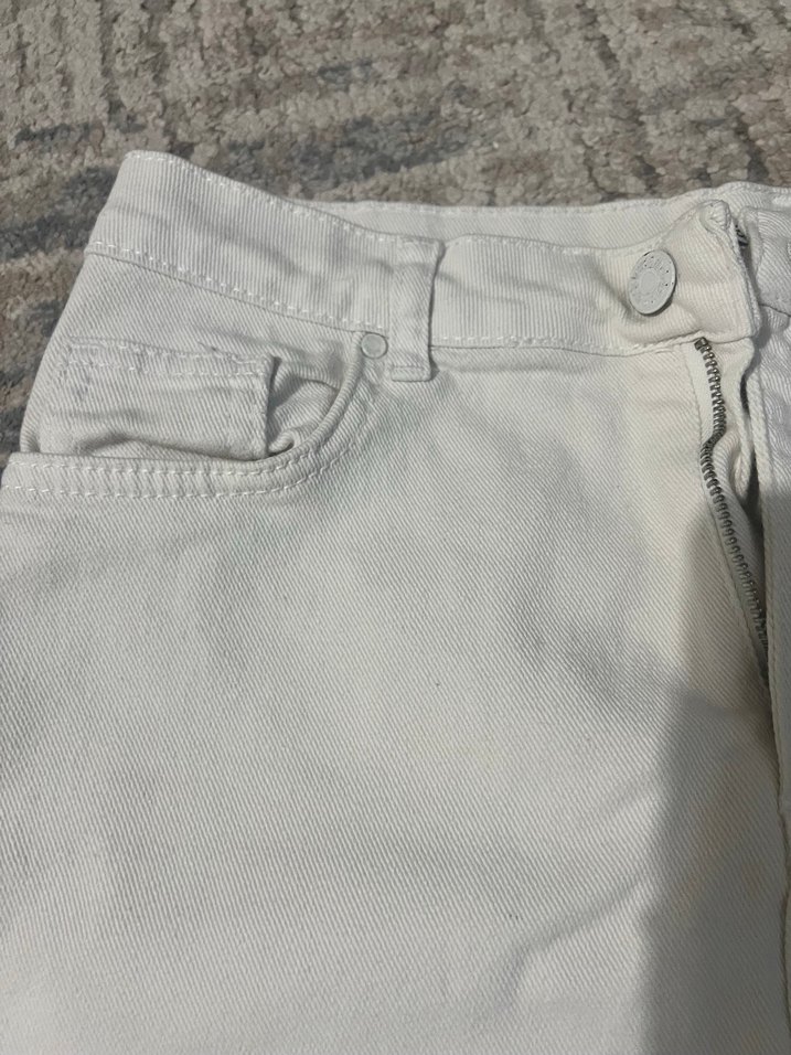 Beyaz Mini Kot Etek - Görsel 2