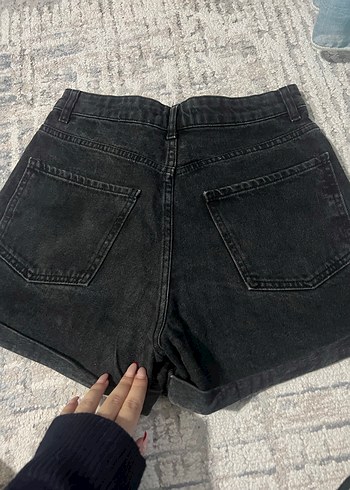 antrasit kot şort iki düğmeli çok rahat likralı - Görsel 5