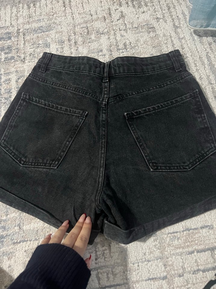 antrasit kot şort iki düğmeli çok rahat likralı - Görsel 5