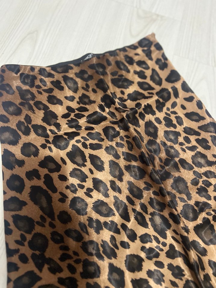 Leopar Desenli midi saten etek - Görsel 2