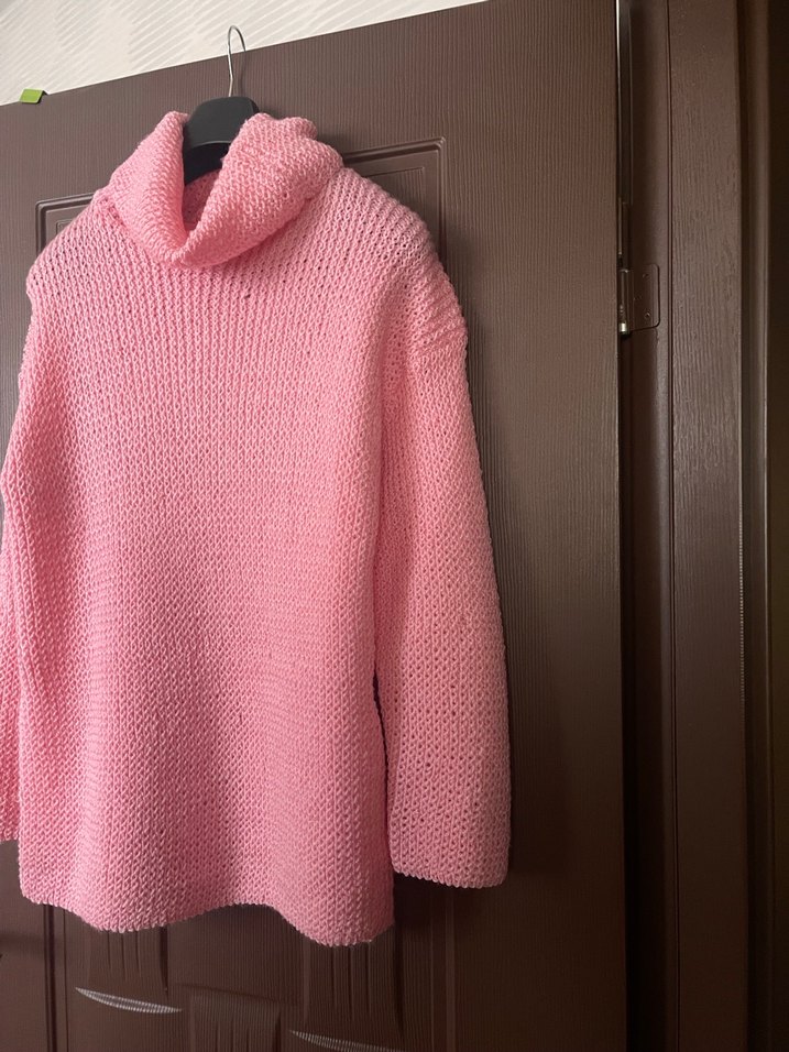 Kadın Pembe Boğazlı Triko Kazak - Görsel 2